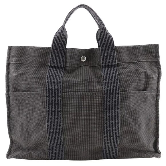 HERMES Herline ToteMM Handbag gray Nylon canvas unisex - Picture 1 of 9